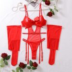 New Hot Diamond Splicing Red Bow Valentine's Day jumpsuit - imagine 5