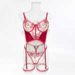 European and American Style Embroidered Floral Color Block Stretchy High-End Two-Piece Set Women's Underwear - imagine 7