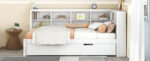 Wooden Twin Size DayBed with Twin Trundle, DayBed with Storage Shelf and USB Charging Ports,White - imagine 17