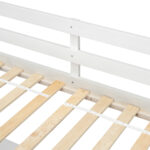 Twin Loft Wood Bed with Under-bed, Built-in Desk, a Storage Cabinet of 2 Drawers, Guardrails, Ladder,White - imagine 30