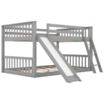 Full over Full Bunk Bed with Convertible Slide and Ladder  Gray - imagine 12