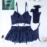 Muse Sexy Lingerie European and American Cross-border Lace Transparent Bondage Cross Metal Chain Sling Four-piece Set for Women - imagine 6