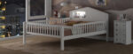 Full Size Wood Platform Bed with House-shaped Headboard, LED and Built-in Storage, White - imagine 4