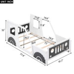 Twin Size Classic Car-Shaped Platform Bed with Wheels White - imagine 6