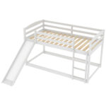 Twin over Twin Bunk Bed with Convertible Slide and Ladder White - imagine 5