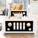 Twin Size Classic Car-Shaped Platform Bed with Wheels White - imagine 4