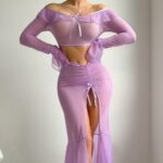 Sexy lingerie mesh seductive long sleeved bra sexy slimming set - imagine 4