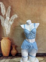 Cross-border Pure Desire Style Pink Sexy Transparent Mesh Skirt Uniform with Gloves Erotic Underwear Set - imagine 9