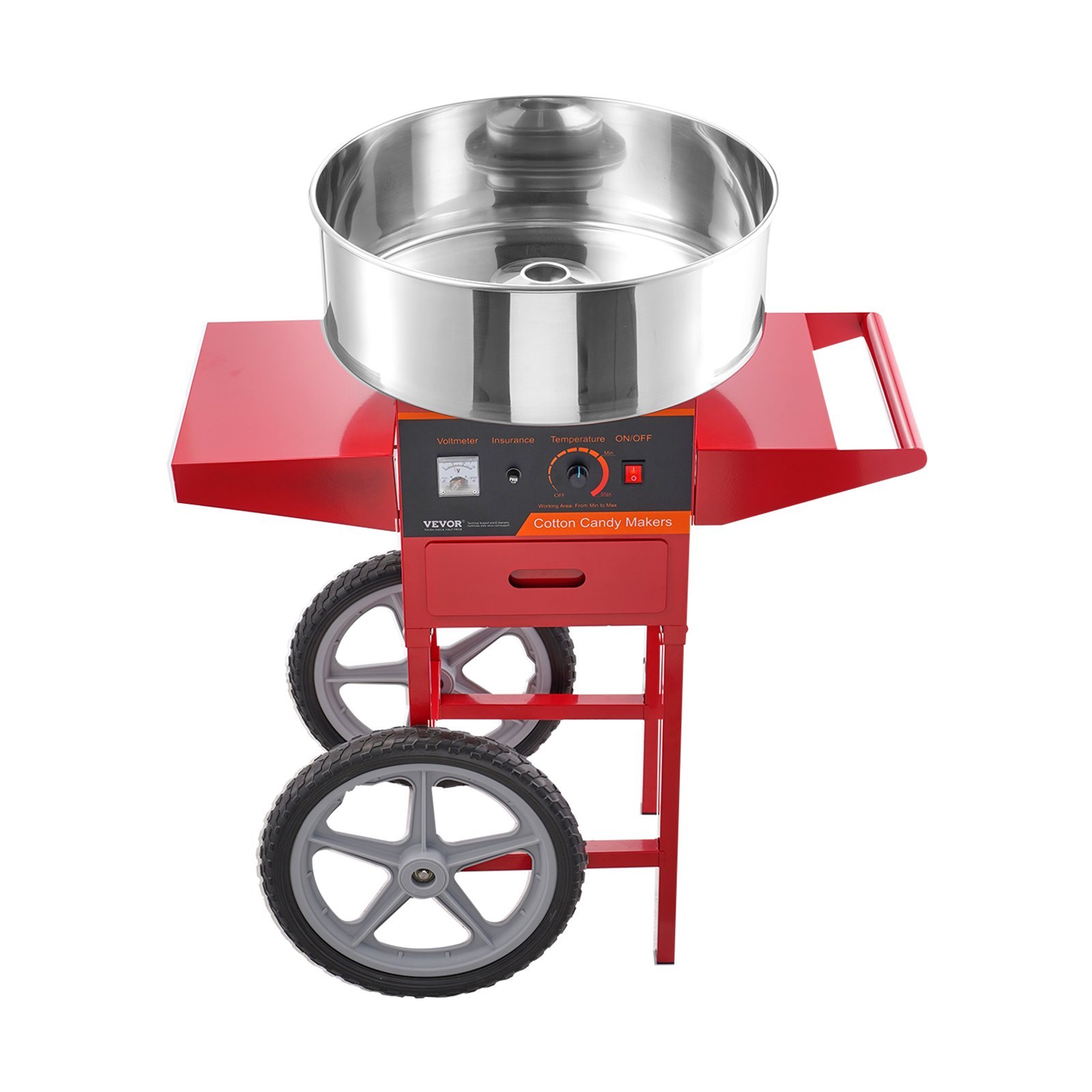 a220d616-62ea-491d-9180-0e4cfdb718b3.jpg Electric Cotton Candy Machine With Cart, 1000W Commercial Candy Floss Maker With Stainless Steel Bowl, Sugar Scoop And Drawer, Perfect For Home, Kids Birthday, Family Party, Red - imagine 1