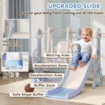 4 In 1 Toddler Slide And Swing Set For Ages 1.5-4, Toddler Playset Playground With Climber, Basketball Hoop, Light Blue - imagine 2