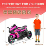 Kids Powered Ride-ons Toy, Kids Motorcycle For 3-6 Years, 12V Electric Ride On Motorcycle With Light Wheel & Bluetooth Music-Pink - imagine 7