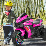 Kids Powered Ride-ons Toy, Kids Motorcycle For 3-6 Years, 12V Electric Ride On Motorcycle With Light Wheel & Bluetooth Music-Pink - imagine 3
