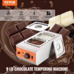 Chocolate Tempering Machine, 9 Lbs 2 Tanks Chocolate Melting Pot With TEMP Control 86~185F, 800W Stainless Steel Electric Commercial Food Warmer For Chocolate/Milk/Cream Melting And Heating - imagine 2