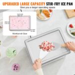 Fried Ice Cream Roll Machine, 19.3" X 14.9" Stir-Fried Ice Cream Pan, Stainless Steel Rolled Ice Cream Maker With Compressor And 2 Scrapers, For Making Ice Cream, Frozen Yogurt, Ice Cream Rolls - imagine 3