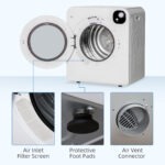 Compact Laundry Dryer 1300W Portable Clothes Dryer with 3.2 cu.ft Stainless Drum - imagine 6