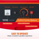 Electric Cotton Candy Machine With Cart, 1000W Commercial Candy Floss Maker With Stainless Steel Bowl, Sugar Scoop And Drawer, Perfect For Home, Kids Birthday, Family Party, Red - imagine 5