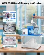 Commercial Ice Crusher 661LBS/H Electric Snow Cone Maker Shaved Ice Blue - imagine 2
