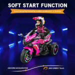 Kids Powered Ride-ons Toy, Kids Motorcycle For 3-6 Years, 12V Electric Ride On Motorcycle With Light Wheel & Bluetooth Music-Pink - imagine 5
