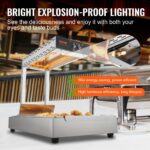 French Fry Food Warmer, 750W Commercial Food Heating Lamp, Electric Stainless Steel Warming Light Dump Station, Countertop 104-122°F Fries Food Warmer For Chip Buffet Kitchen Restaurant, Silver - imagine 5