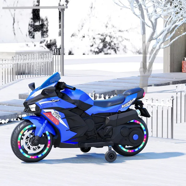 ceb090fc-b3c6-493d-ac66-abc3de1f2d39.jpg Kids Powered Ride-ons Toy, Kids Motorcycle For 3-6 Years, 12V Electric Ride On Motorcycle With Light Wheel & Bluetooth Music-Blue - imagine 1