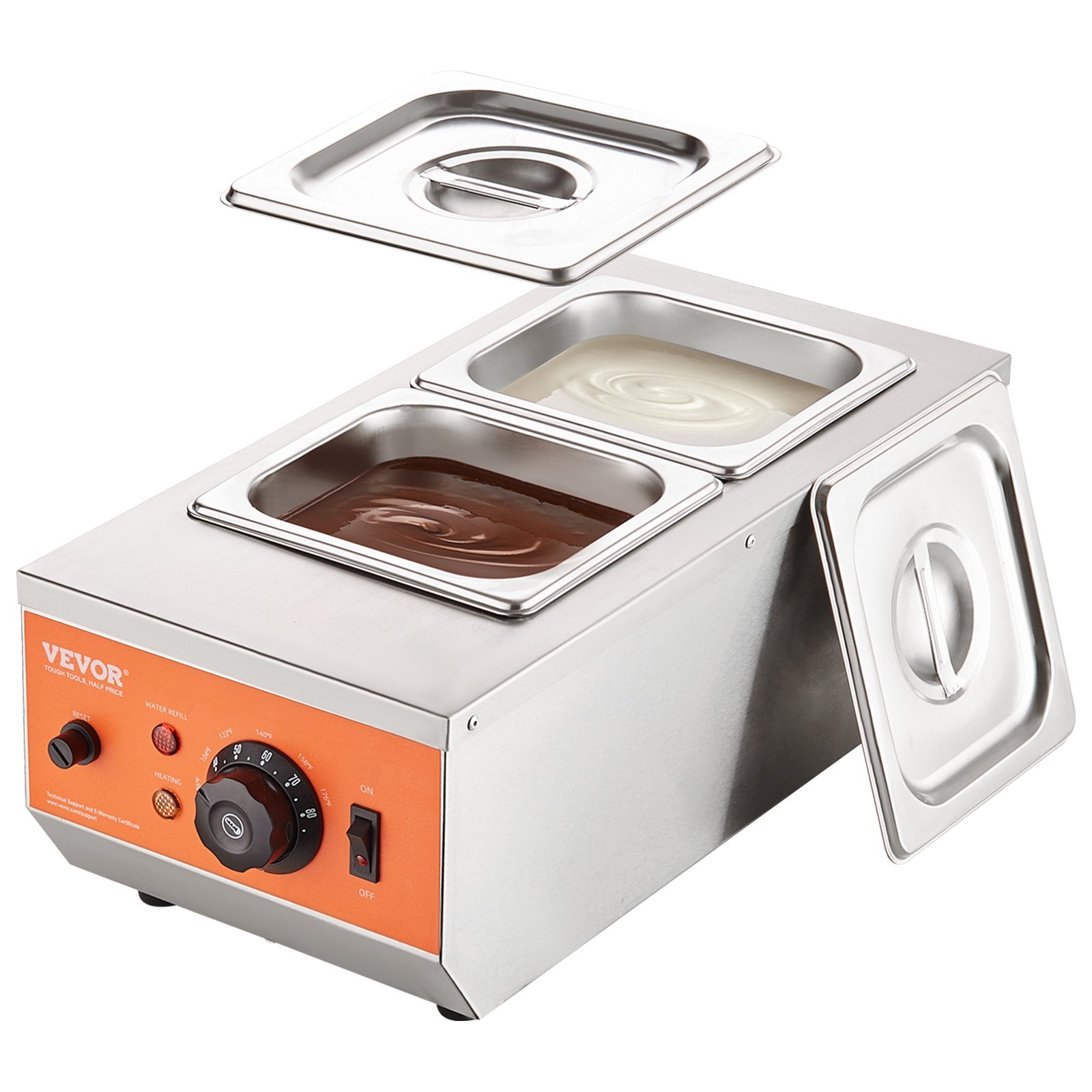 d39f1833-5ea1-4a43-8563-9ad10eb1968c.jpg Chocolate Tempering Machine, 9 Lbs 2 Tanks Chocolate Melting Pot With TEMP Control 86~185F, 800W Stainless Steel Electric Commercial Food Warmer For Chocolate/Milk/Cream Melting And Heating - imagine 1