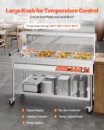5 Pans + 2 Pots Commercial Food Warmer Steam Table With Undershelf Shield - imagine 4