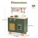 ROBUD Green Wooden Kitchen Toy Set With Accessories Chef Pretend Playset For Kid - imagine 3