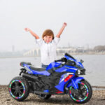 Kids Powered Ride-ons Toy, Kids Motorcycle For 3-6 Years, 12V Electric Ride On Motorcycle With Light Wheel & Bluetooth Music-Blue - imagine 8