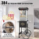 Popcorn Popper Machine With Cart Popcorn Maker 850W 8 Oz 48 Cups Black - imagine 5