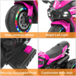 Kids Powered Ride-ons Toy, Kids Motorcycle For 3-6 Years, 12V Electric Ride On Motorcycle With Light Wheel & Bluetooth Music-Pink - imagine 4
