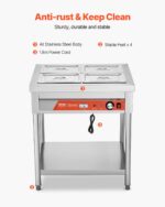 4 X 1/2 Pans Commercial Food Warmer Electric Steam Table With Undershelf - imagine 5