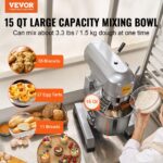 Commercial Food Mixer 14L 3-Speed Stand Dough Mixer 550W For Restaurant - imagine 4