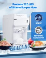 Commercial Ice Shaver 220LBS/H Electric Snow Cone Maker Ice Crusher White - imagine 2