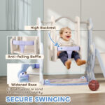 4 In 1 Toddler Slide And Swing Set For Ages 1.5-4, Toddler Playset Playground With Climber, Basketball Hoop, Light Blue - imagine 6