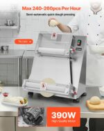 16 Inch Pizza Dough Roller Sheeter Semi-automatic Commercial Dough Press 390W - imagine 2
