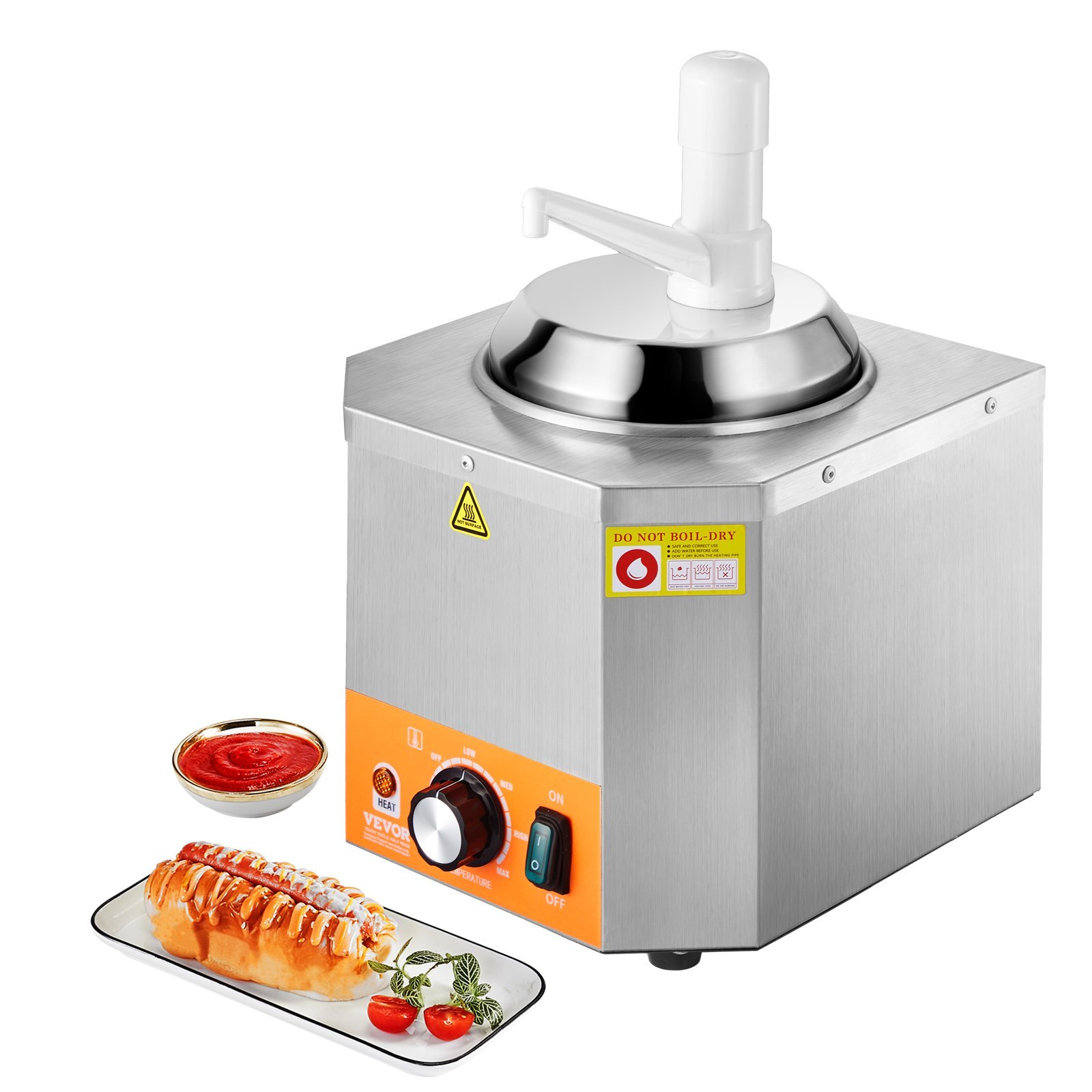 fca742f0-1058-406b-ad5b-59ffbf75da4e.jpg 2.4L Electric Cheese Dispenser With Pump Commercial Hot Fudge Warmer 86F-230F - imagine 1