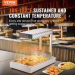 French Fry Food Warmer, 750W Commercial Food Heating Lamp, Electric Stainless Steel Warming Light Dump Station, Countertop 104-122°F Fries Food Warmer For Chip Buffet Kitchen Restaurant, Silver - imagine 2